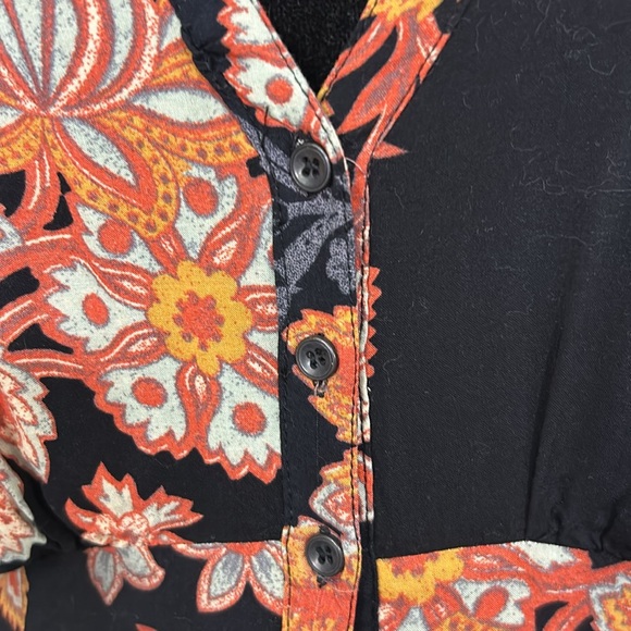 Free people Miranda dark floral midi dress boho button front Women’s size 4 - Picture 4 of 16